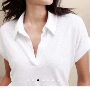 ✅✅🌷Banana Republic Factory Linen Blend Johnny Collar Polo XL